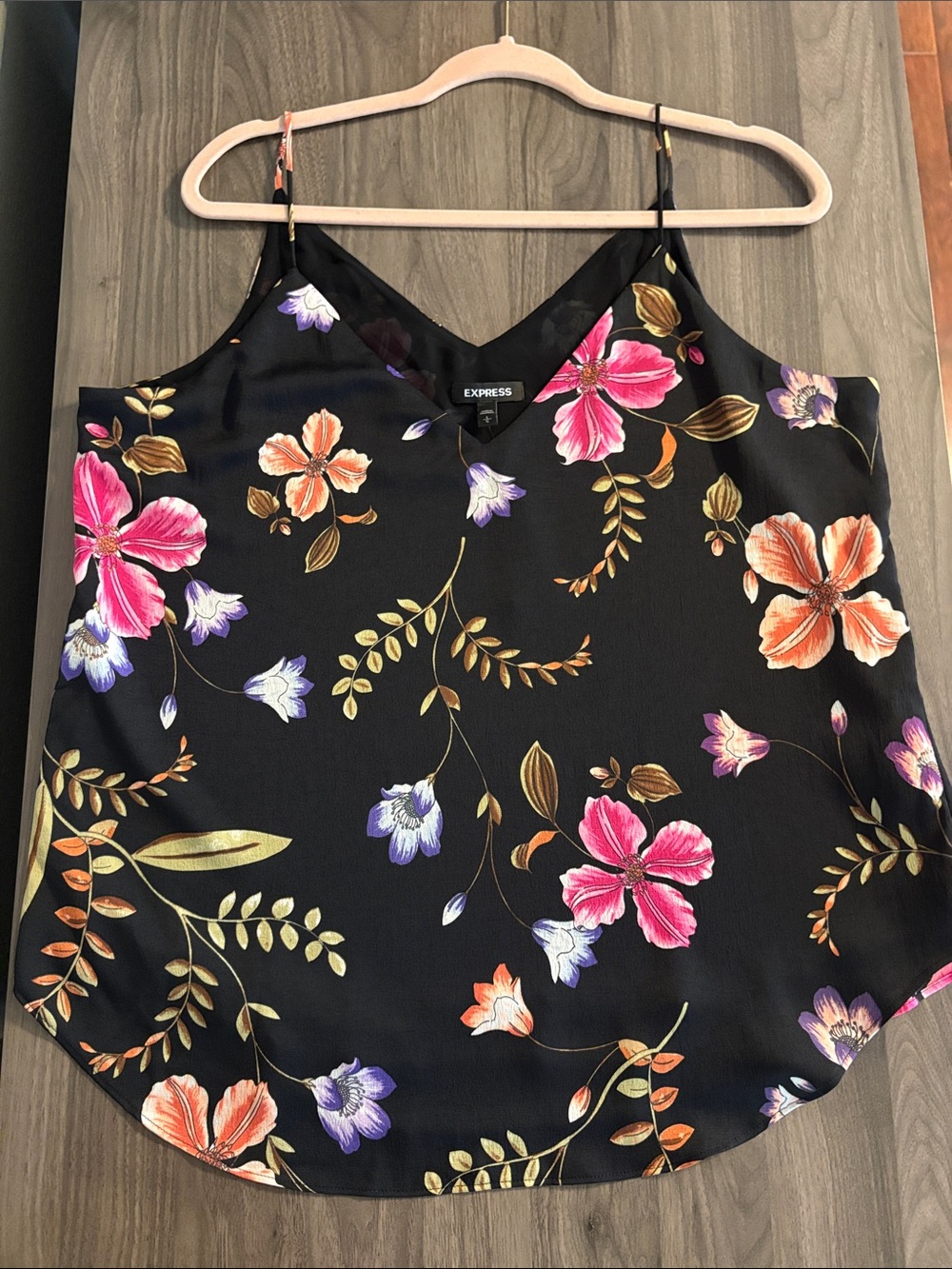 Express Black Floral Cami with Pink & Purple Blooms - Picture 12 of 13